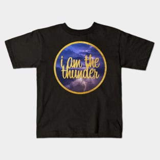 I Am The Thunder | Purple Sky With Gold Text Kids T-Shirt